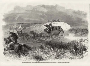 Entrenador de etapa de ataque indio Cheyenne Smoky Hill Trail Butterfield Overland Kansas - Imagen 1 de 1