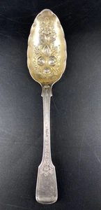 Antique Georgian Sterling Silver Berry Spoon Floral Pattern London England - Picture 1 of 8