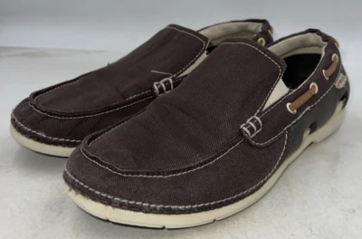 Zapatos sin cordones Crocs para hombre talla 8 marrón línea de playa de lona Foto 1 de 4
