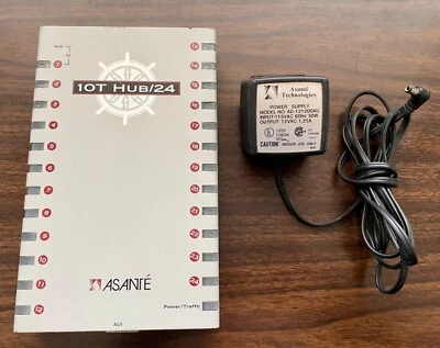 Vintage Asanté 10T Hub/24 Ethernet hub and power supply. - Image 1 of 4