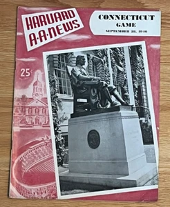 1946 9/28 programa de fútbol universitario Harvard Crimson v Connecticut Huskies BUENO - Imagen 1 de 1