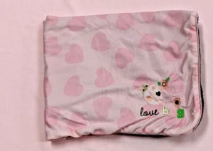 Kristen Hanah Pink Brown Baby Blanket Love Bug Hearts Security Lovey Sherpa  - Picture 1 of 12