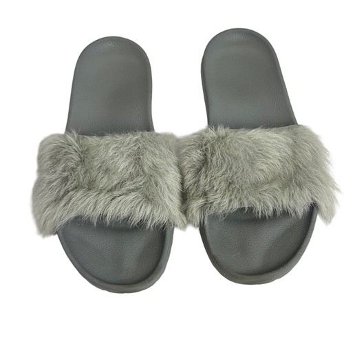 UGG Royale Shearling Slides sandali ciabatte pelliccia grigio taglia 11 donna peloso