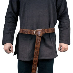 Medieval Embossed Faux Leather Belt Renaissance Cosplay Accessory Retro Vintage - Picture 1 of 17