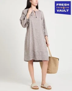 RRP€487 PESERICO Linen Trapeze Midi Dress IT54 US18 UK22 3XL Made in Italy - Picture 1 of 5