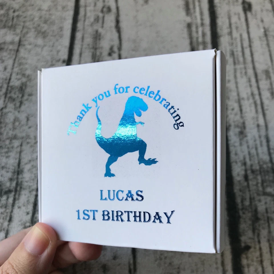 30 Boy's Girl's 1ST Birthday Party Favour Boxes Personalized Blue Foil Gift Box - image 1 of 4