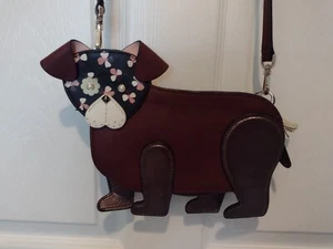 kate spade new york Floral Pup Cherrywood Zip Leather Crossbody - Picture 1 of 8