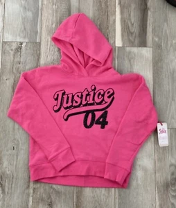 Justice '04 Girls Pink & Black Sparkles Pullover Hoodie Sweatshirt - Picture 1 of 4