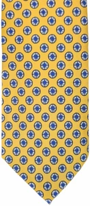 POLO RALPH LAUREN Silk Tie Yellow w/blue & white small circles-New without tags - Picture 1 of 6