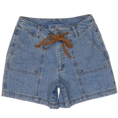 Pantalones cortos Riders tiro alto 12 W30 algodón denim con cordón azul para mujer Foto 1 de 4