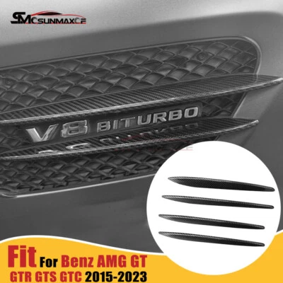 Отделка боковых вентиляционных отверстий из углеродного волокна для Benz AMG GT GTS GTR 2015-2023, глянцевая - Изображение 1 из 4