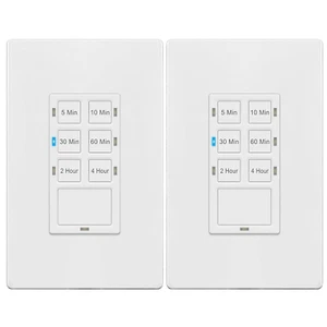 4 Hour Countdown Timer Switch, 5-10-30-60 Min, 2-4 Hour, in Wall Timer Switch fo - Picture 1 of 12