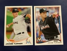 2013 & 2014 Topps # 392 # 447 JACOB TURNER Lot 2 Miami Marlins  