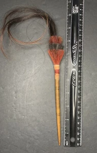 Naga Tribal Warrior Hairpin India Etched Bone & Dyed Hair 8.5” Hair Ornament  - Picture 1 of 9