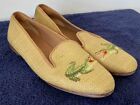 Stubbs And Wootton Loafers Flats Womens 8 Aa Gator Alligator Embroidered