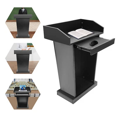 Black Presentation Stand - Durable Wooden Lectern for Church & Conference - Image 1 of 4