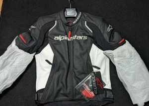 ALPINESTARS DEVON Black/White Leather Motorcycle Jacket  Size US 40/EU 50 - Picture 1 of 6