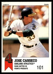 1991 Panini Canadian Top 15 Jose Canseco Oakland Athletics #24 - Picture 1 of 2