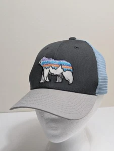 Patagonia Fitz Roy Bear Midcrown Mesh Trucker Hat Snapback Cap Gray & Blue Youth - Picture 1 of 13