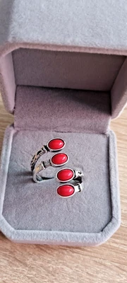 Silberring mit  Coralle  Gr. 57 - Bild 1 von 4