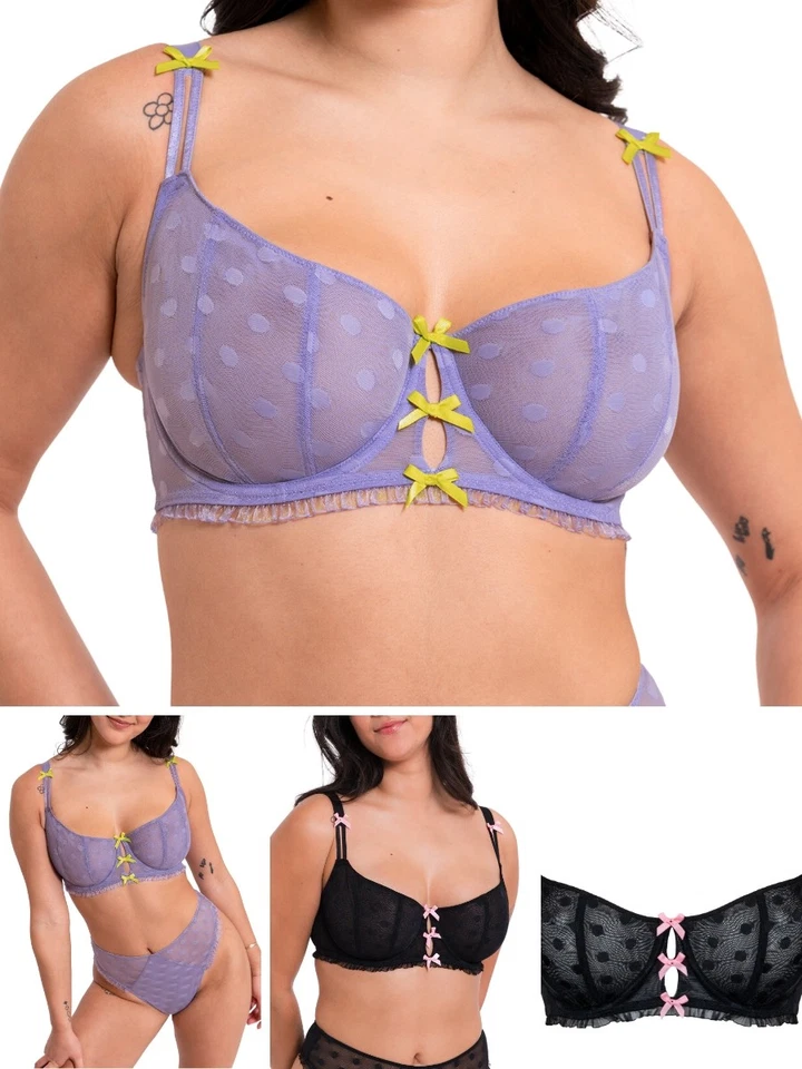 Curvy Kate Frill Me Balcony Non Padded Polka Dot Semi Sheer Bras Lingerie - Image 1 of 1