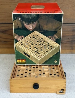 VTG Brio Labyrinth Wooden Board Game Sweden Labyrintspel 31804 Maze Box Balls - Image 1 of 4