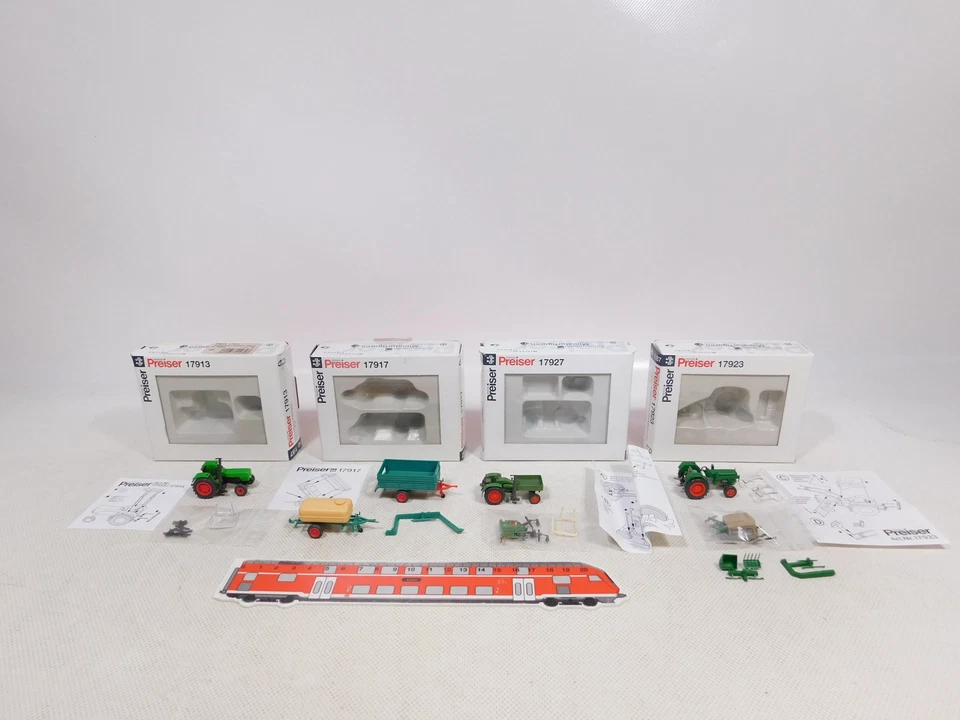 Preiser 1:87 H0 4X Model 17913 17923 Deutz 17927 Fendt 17917 MINT+BOX #EI39-0.5 - Image 1 of 4