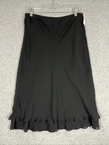 Carmen Marc Valvo Signature Women's Black Midi Skirt Size 12(31) 100% Silk $260 - Picture 1 of 14