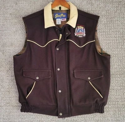 SOUTH POINT Wool Vest National Rodeo Finals 2007 Schaefer Wrangler Mens XL Brown - Image 1 of 4