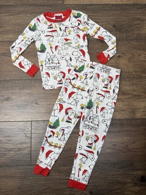 POTTERY BARN KIDS Peanuts Snoopy Holiday Pj Set Pajamas Lounge Christmas Sz 4 - Image 1 of 4