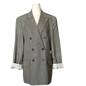 Vintage Lauren Ralph Lauren Wollblazer Hahnentritt Damen Gr. 14 Zweireiher Braun - Bild 1 von 13