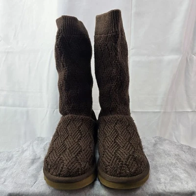 Ugg Australia Boots Women 6 Marquis Knit Shoes Brown Classic Crochet Pull On - Image 1 of 4