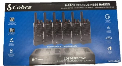 NEW Cobra PX655-BCH6 6-pack Pro Business Radios W/ Charging Dock BOX NOT PERFECT - Image 1 of 2