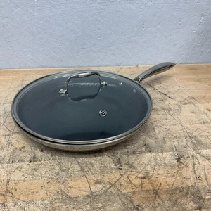 Sartén híbrida antiadherente HexClad de 10 pulgadas con tapa de vidrio templado, mango para mantenerse fresco - Imagen 1 de 5