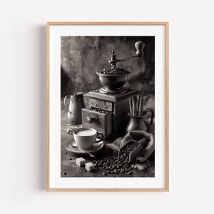 Coffee Wall Art Print Retro Grinder Poster | Kitchen Decor Gift | Unframed Print - Picture 1 of 9