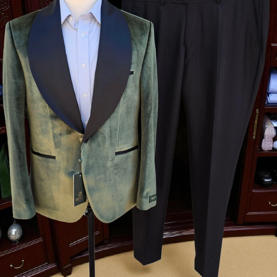 New Mens Shawl Collar Tuxedo 44r Slim 38x33 Velvet Like - Image 1 of 4