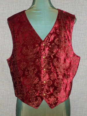 Vintage ' International Male ' Rayon Velvet Vest with Gold Buttons - Full Back - Image 1 of 4
