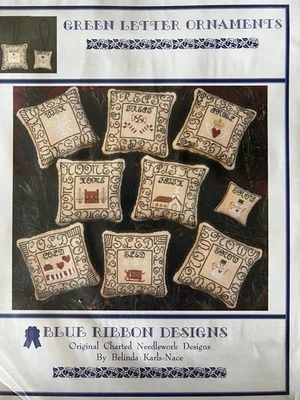 Blue Ribbon Designs-Green Letter Ornaments Chart - Image 1 of 2