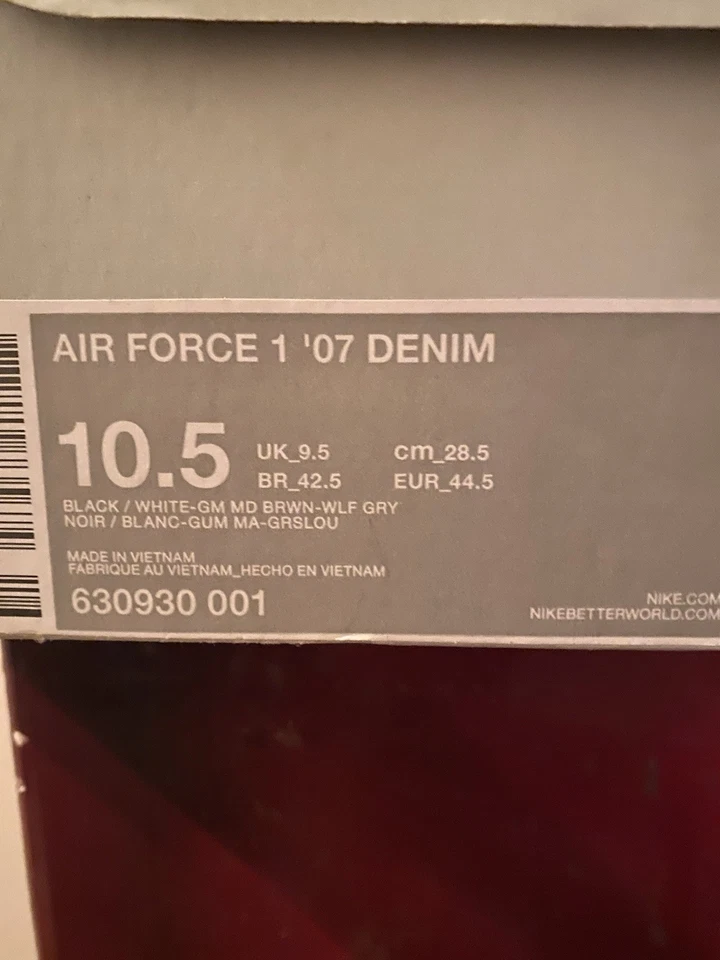 Size 12 - Nike Air Force 1 '07 Low Black Denim - Image 1 of 4