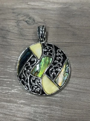 Lia Sophia  Retired Abalone MOP Shell Inlay Scroll Detailing Pendant Only - Image 1 of 4