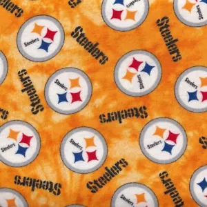 33 Inches NFL Pittsburgh Steelers Logo Not So Solid Gold Cotton Flannel Fabric - Picture 1 of 2