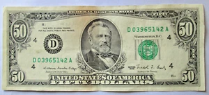 1988 $50 FRN D BLOCK CLEVELAND D03965142A CRISP AU CONDITION CIRCULATED - Picture 1 of 3