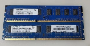 Elpida 4GB Lot of 2X2GB 2RX8 PC3-8500U-7-10-BO EBJ21UE8BDF0 DDR3 Lenovo Desktop - Picture 1 of 2
