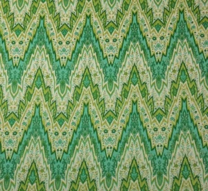 WAVERLY BRAY FLAMESTITCH CITRON GREEN CHEVRON 100% LINEN FABRIC BY YARD 54"W - Picture 1 of 5