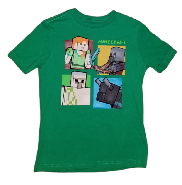 Mojang Studios Minecraft Boys Green Graphic Short Sleeve Tee Size 14 - 16