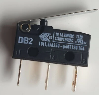 ZF ELECTRONICS DB2C-B1LC ZF (Cherry) Microswitch SPDT 10A 250V AC, Medium Lever, Q.C.