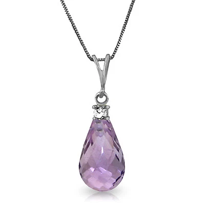 2.3 CTW 14K white gold fine Amethyst Diamond Necklace 18" - Image 1 of 4