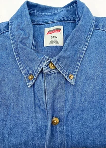 Dickies Denim Blue Long Sleeve Button Down Shirt Size XL - Picture 1 of 7