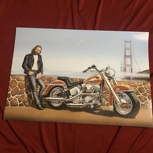 Golden Gate Chilling Harley Davidson David Mann Poster Print - Picture 1 of 1