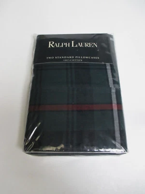 New Vintage Ralph Lauren BRADLEY Green Multi Plaid 2 Standard Pillowcases - Image 1 of 4